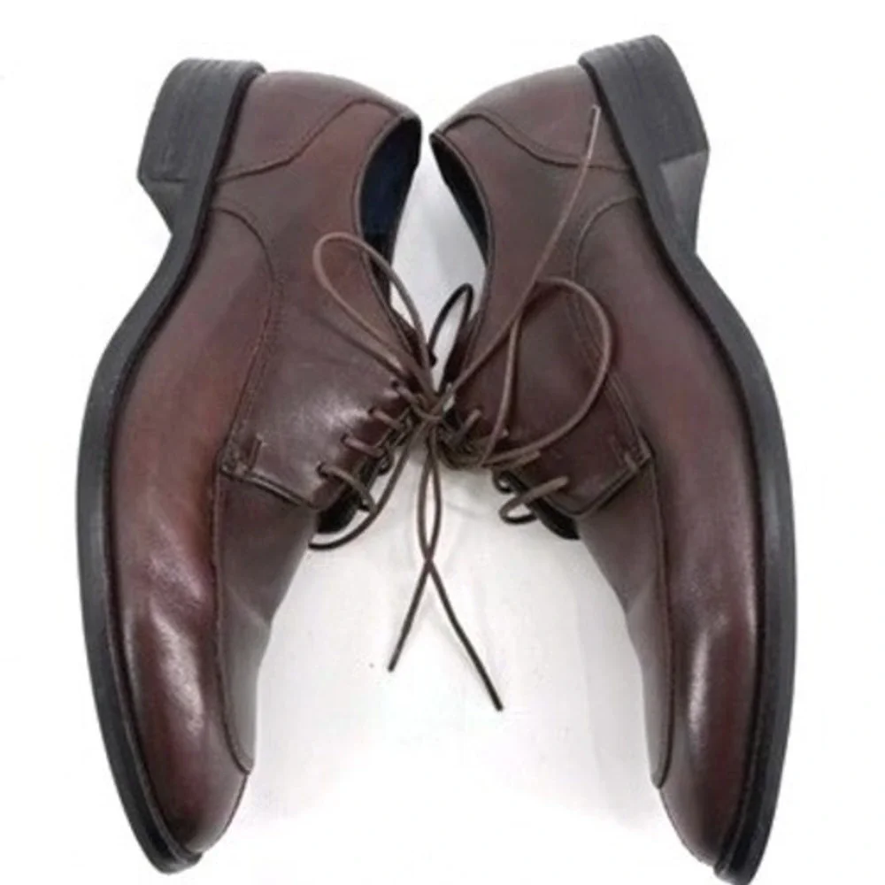 Cole Haan Grand OS Mens 9 M Brown Leather Apron Toe Derby Shoes Business Career
